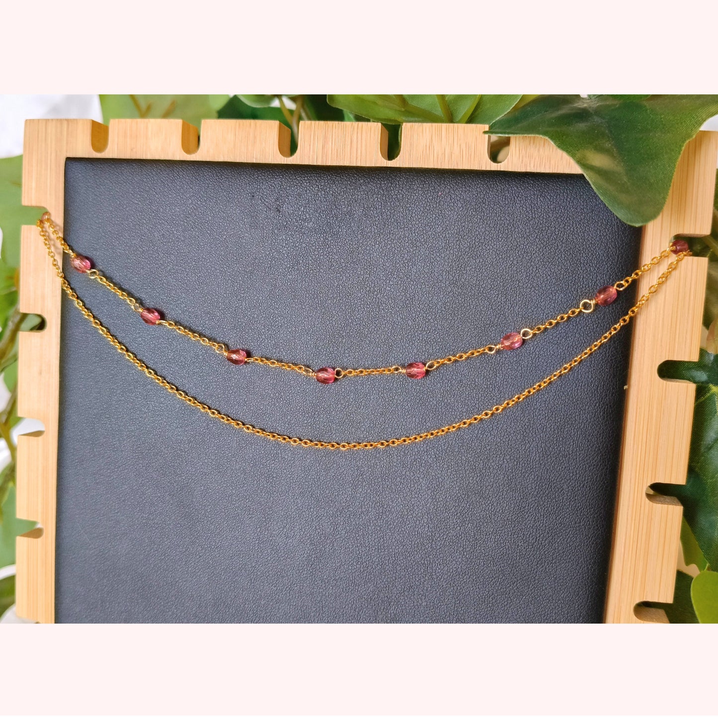 Cavigliera Doppia oro - Gemme porpora - PauperGems Jewels