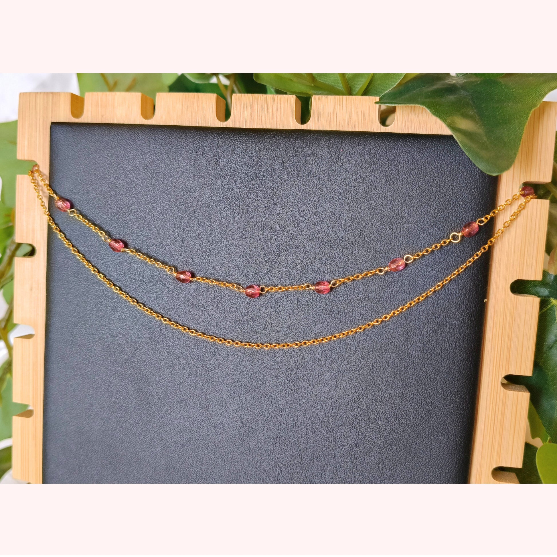 Cavigliera Doppia oro - Gemme porpora - PauperGems Jewels